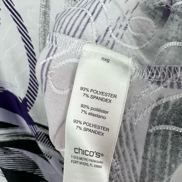 Chicos Easywear Sz 1 MEDIUM 8/10 Purple Stretchy Blouse Shirt Top Mature Comfy - Picture 6 of 7
